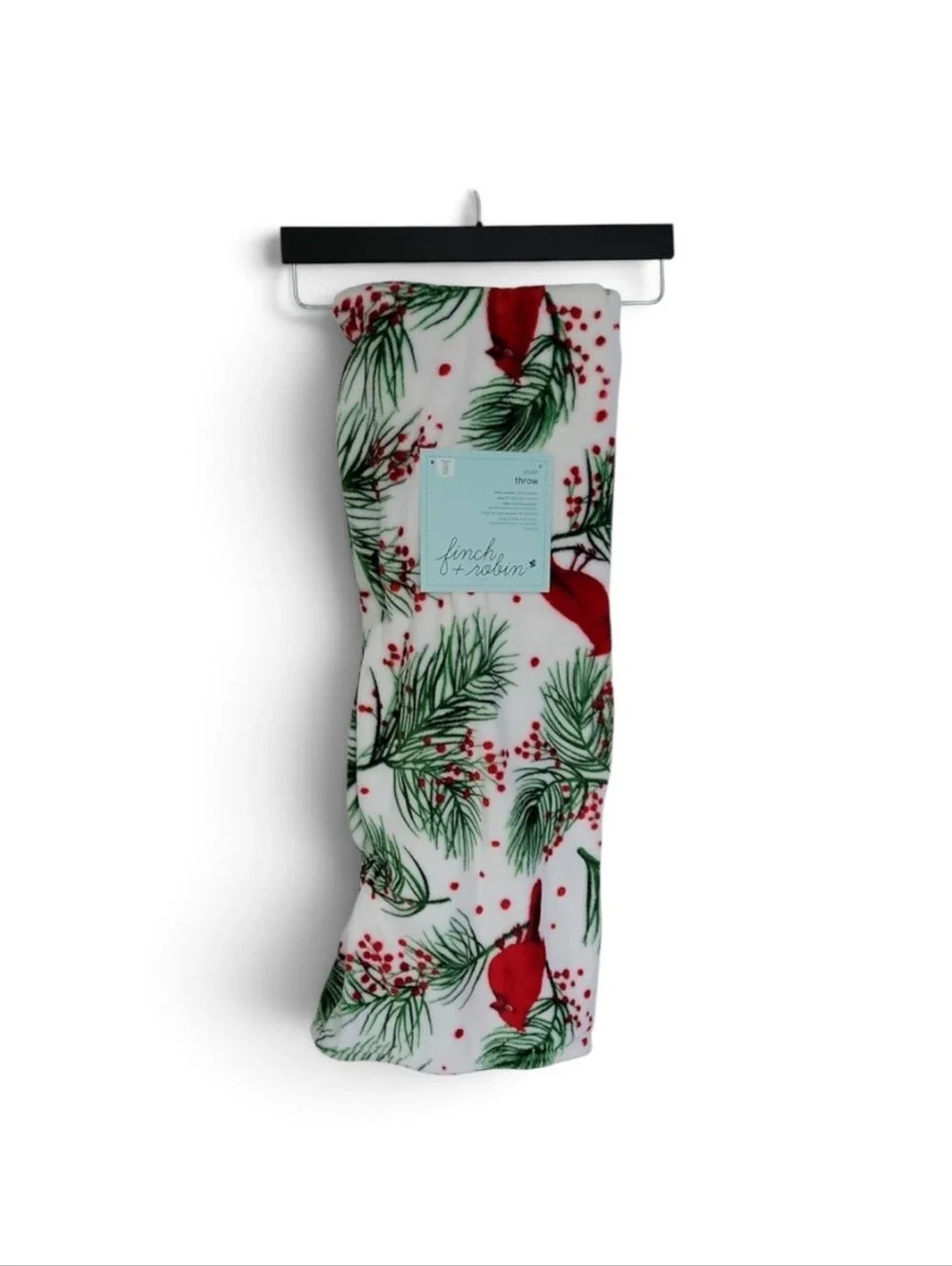 2/$30 Finch + Robin Red Cardinal Holiday Plush Throw 50 X 70